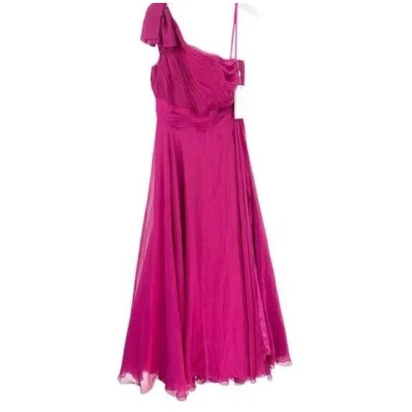 Mac Duggal High Neck Maxi Gown Dress Chiffon Raspberry Pink Sz 14 NWT - Picture 6 of 9